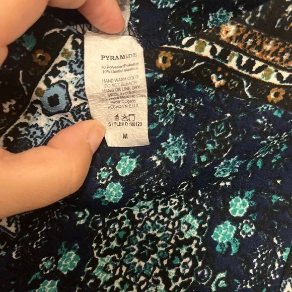 Chic Blue Patterned Midi Dress - Picture 4 of 4